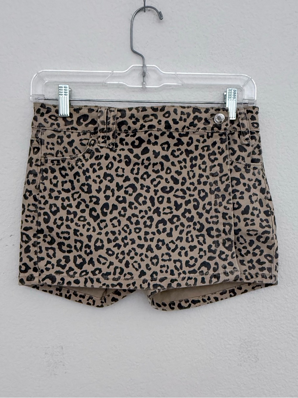 YMI Leopard Print Jean Shorts - Beige & Black